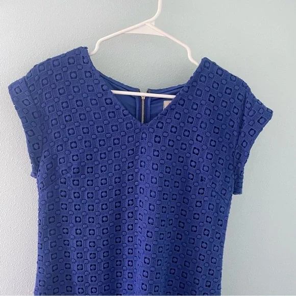 KATE SPADE NEW YORK Guipure Lace A-Line Mini Dress Cap-Sleeve Blue Women's 10 - Picture 3 of 13